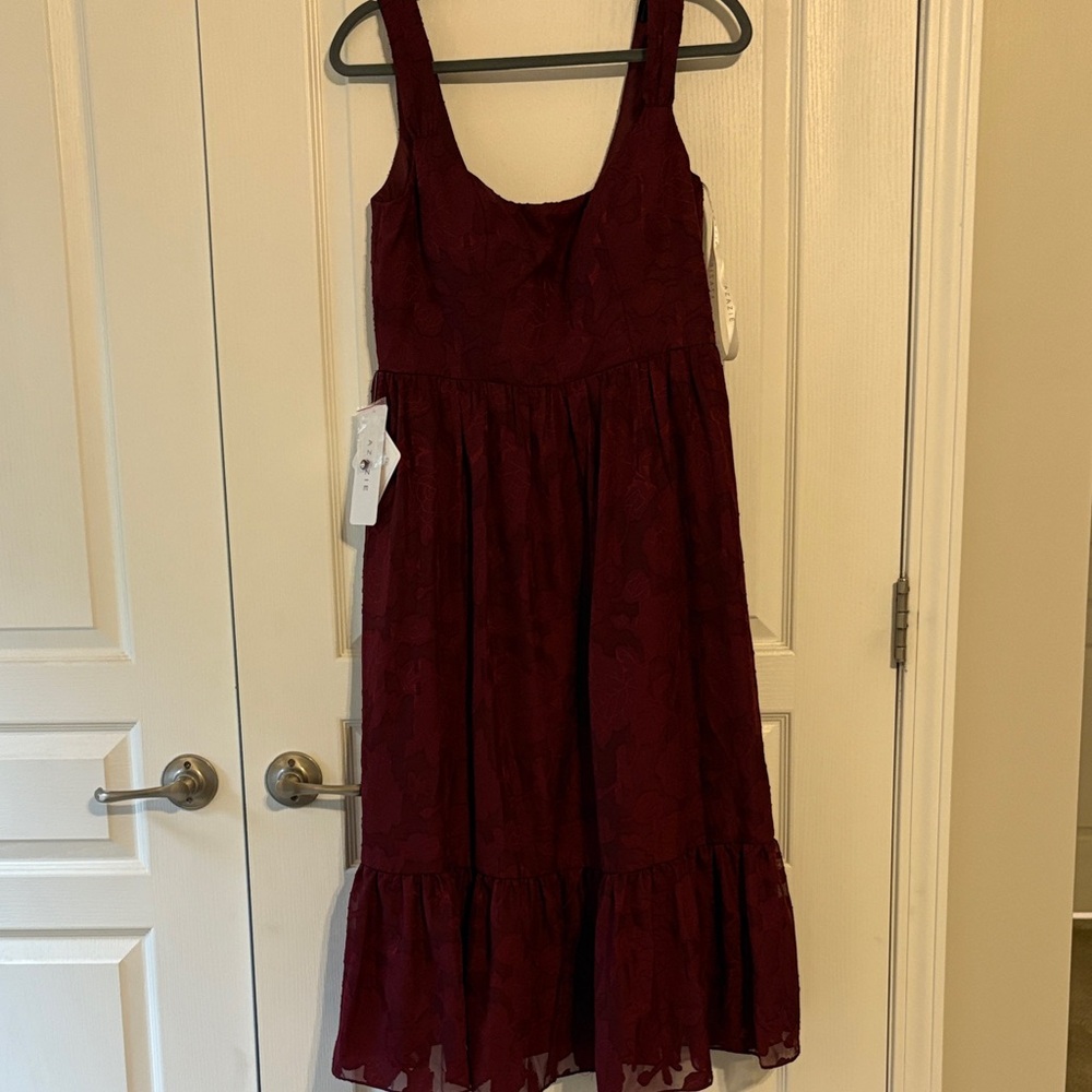 Azazie maroon 3/4 length dress Sz 10